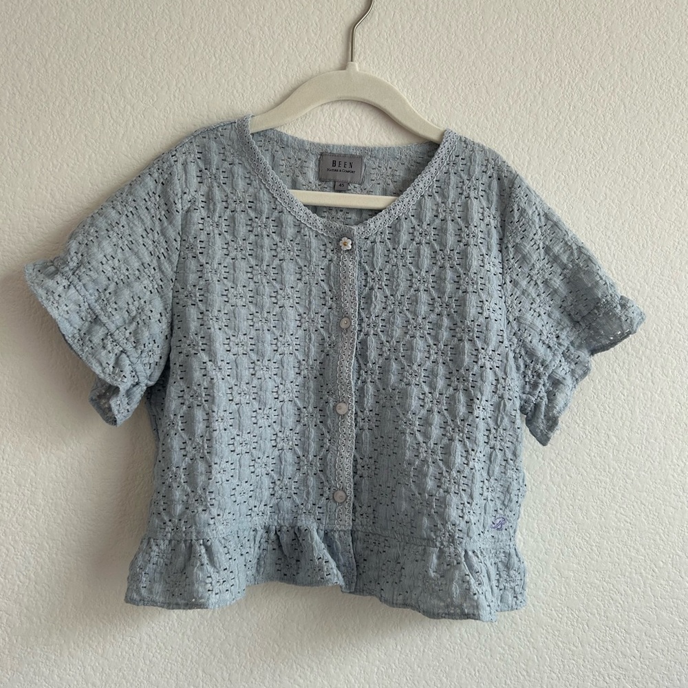 Blue Eyelet Kids Top by Bebe